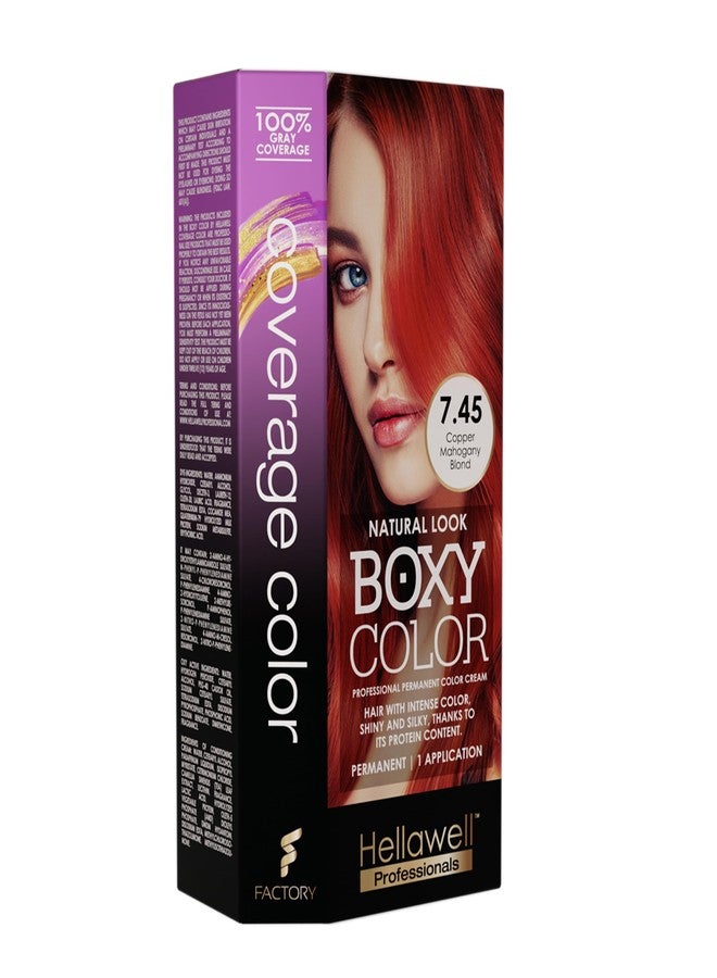 HELLAWELL PROFESSIONALS Professional Coloring kit - Permanent color cream hair dye. Gray Coverage. 7.45 Mahogany Copper Blonde + Red Color Shampoo and Conditioner Kit for Revives the Color. 8.11oz - Image 2
